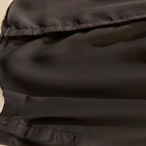 Cynthia Rowley Black Sheer Blouse Button Up V (Sp) - Picture 8 of 9